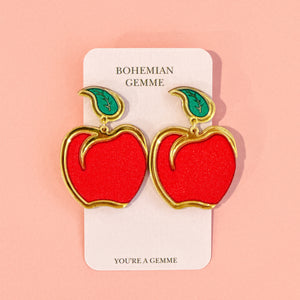 Candy Apple Red Dangle Earrings