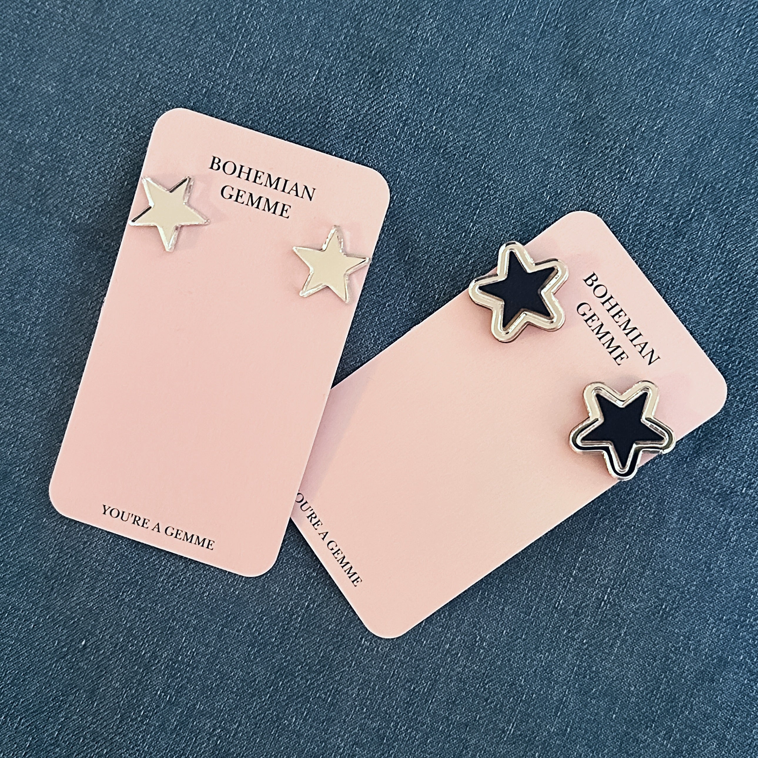 Navy Blue & Silver Star Stud Earrings