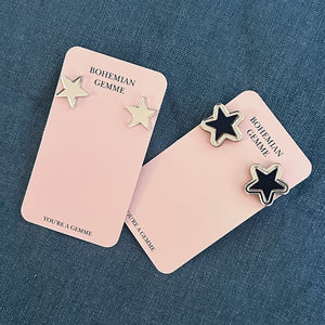 Navy Blue & Silver Star Stud Earrings