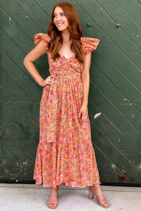 Bohemian Gemme Parker Dress- Peach Floral