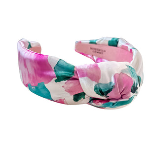 Pink Floral Watercolor Knotted Headband