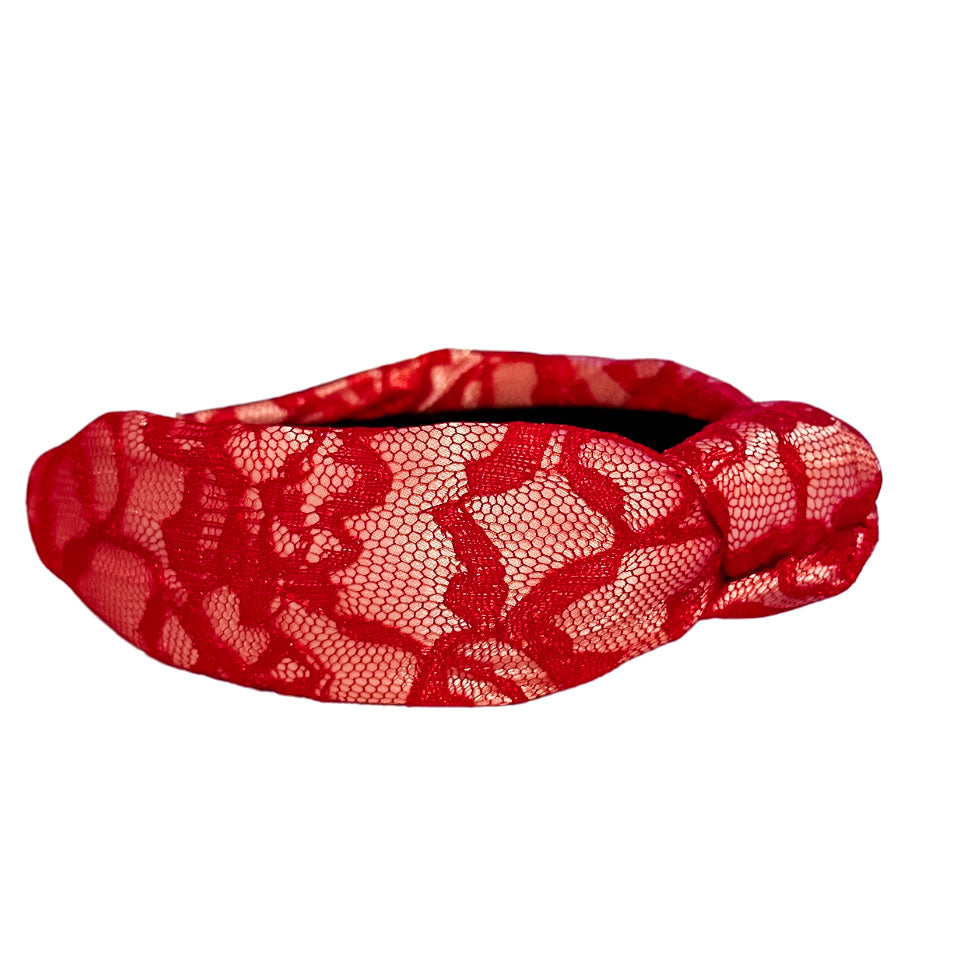 Red Lace Knotted Headband