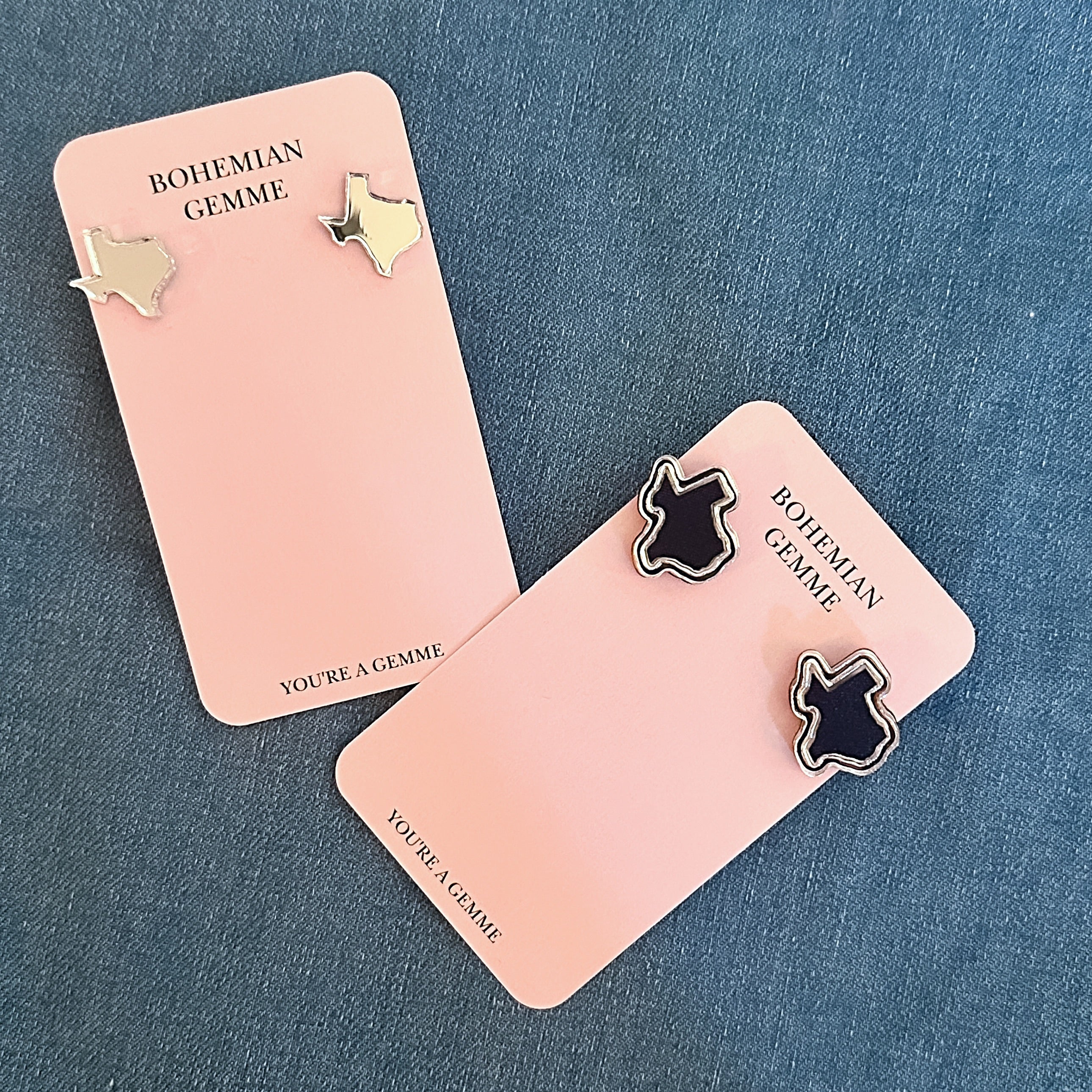 Navy Blue & Silver Texas Stud  Earrings