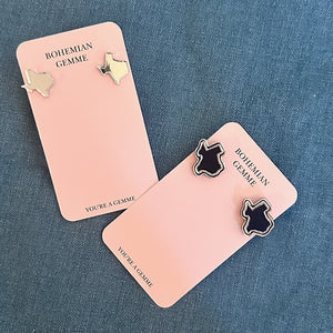 Navy Blue & Silver Texas Stud  Earrings