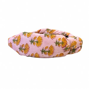 Yellow Floral Block Print Knotted Headband