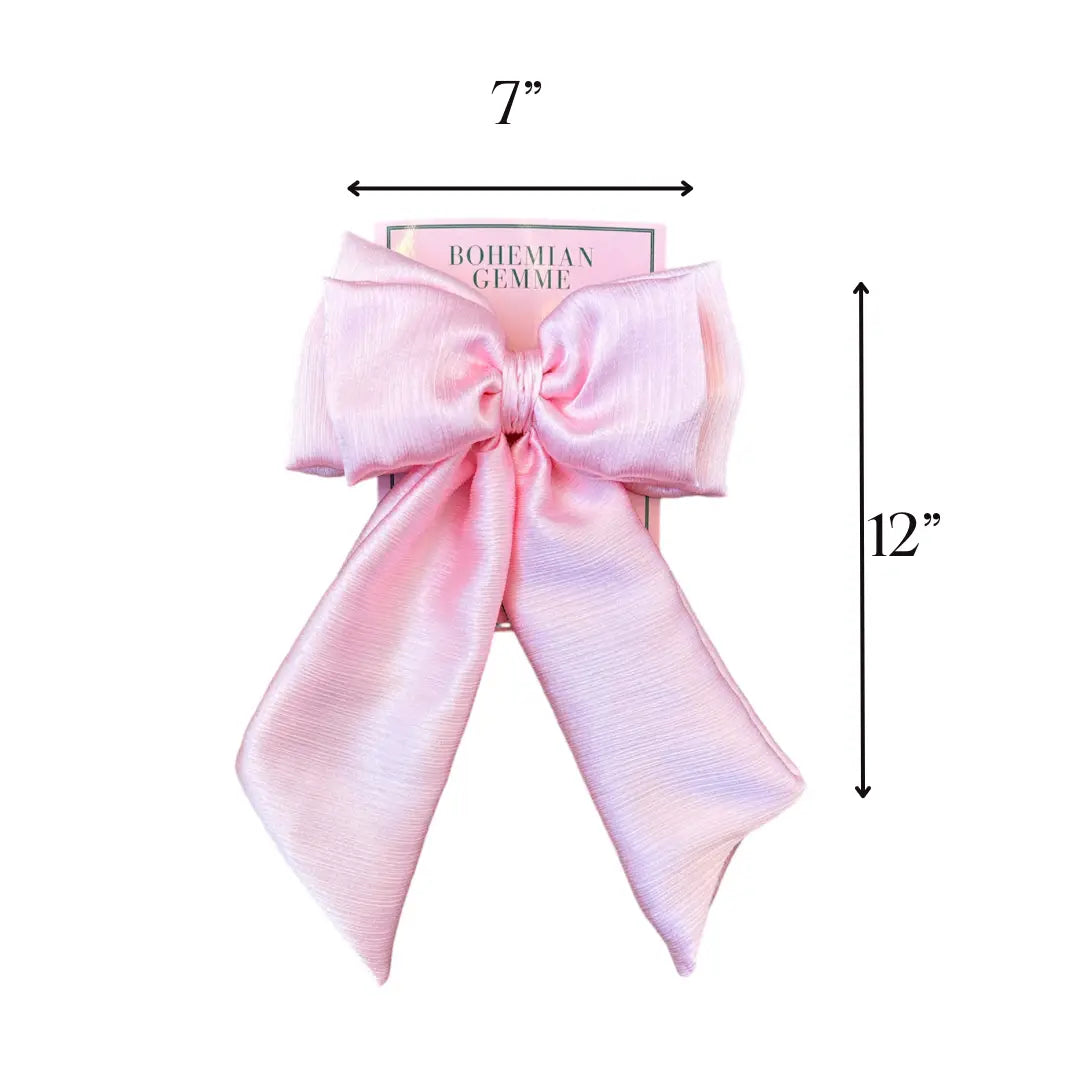 Pink Textured Satin Hair Bow