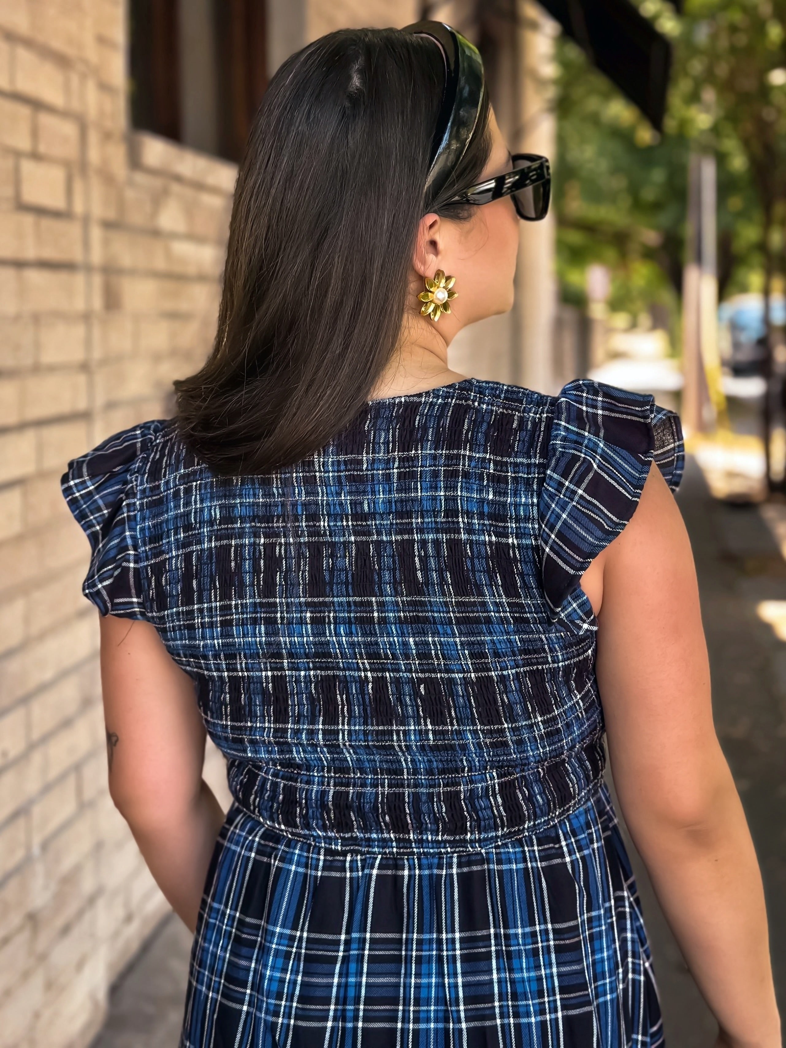 Camden Navy Plaid Maxi Dress