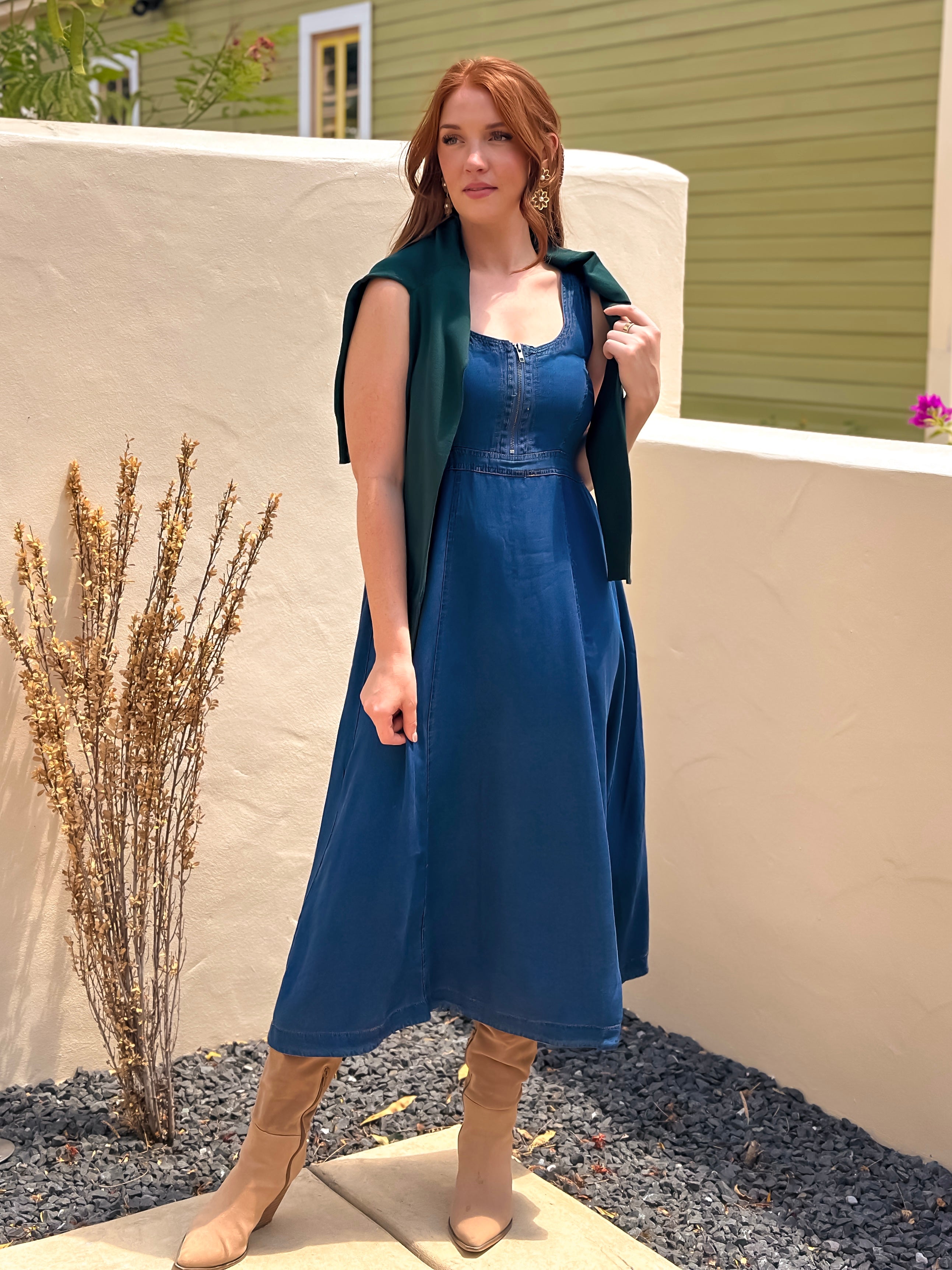 Victoria Denim Midi Dress