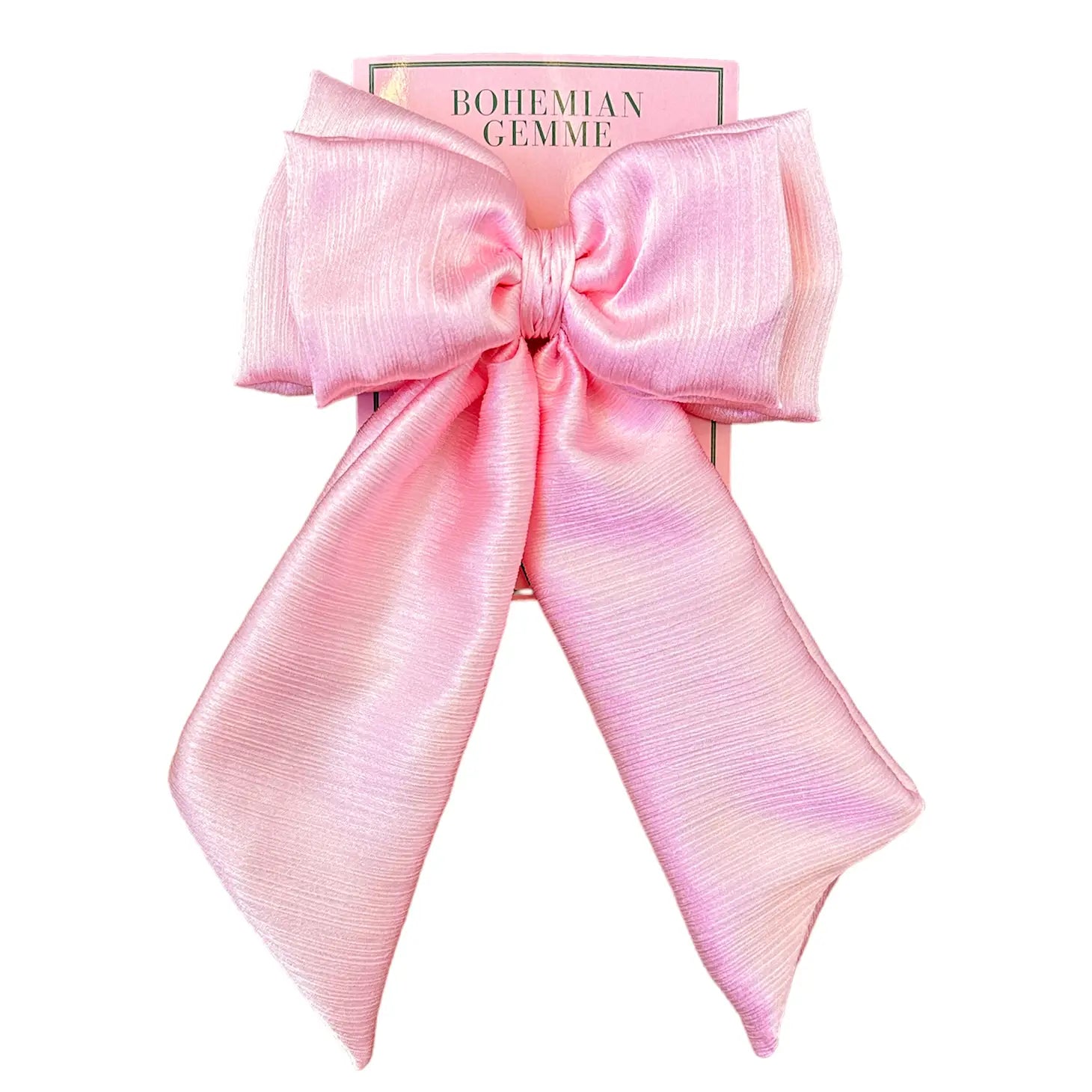 Pink Textured Satin Hair Bow