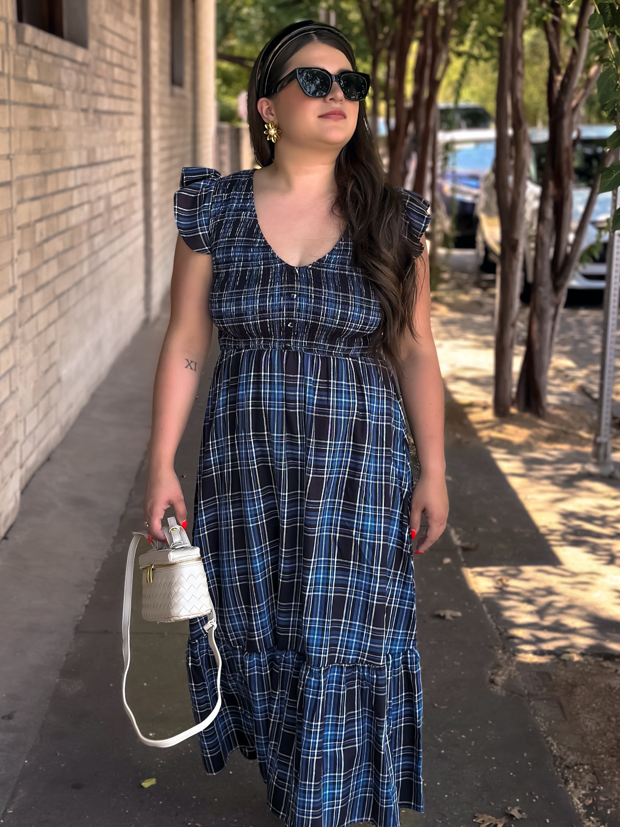 Camden Navy Plaid Maxi Dress