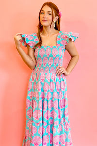 Bella Pink & Blue Seashell Dress – Bohemian Gemme