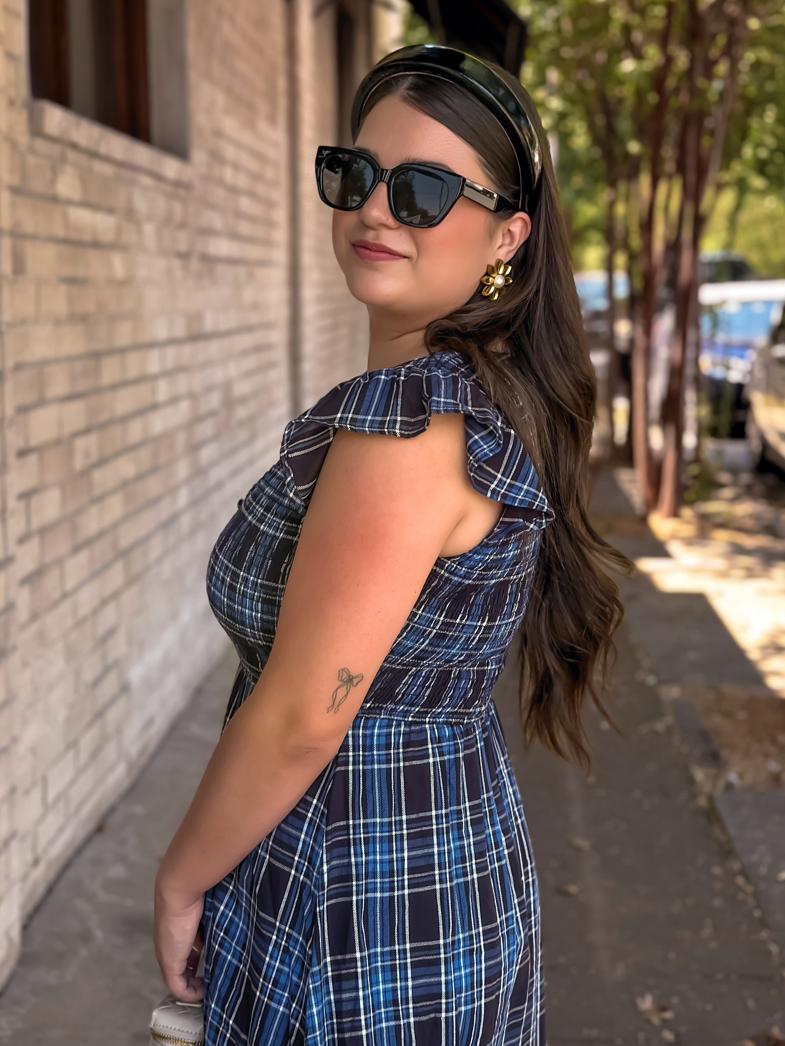 Camden Navy Plaid Maxi Dress