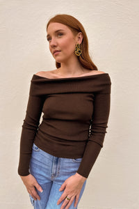 Chocolate Brown Off The Shoulder Top