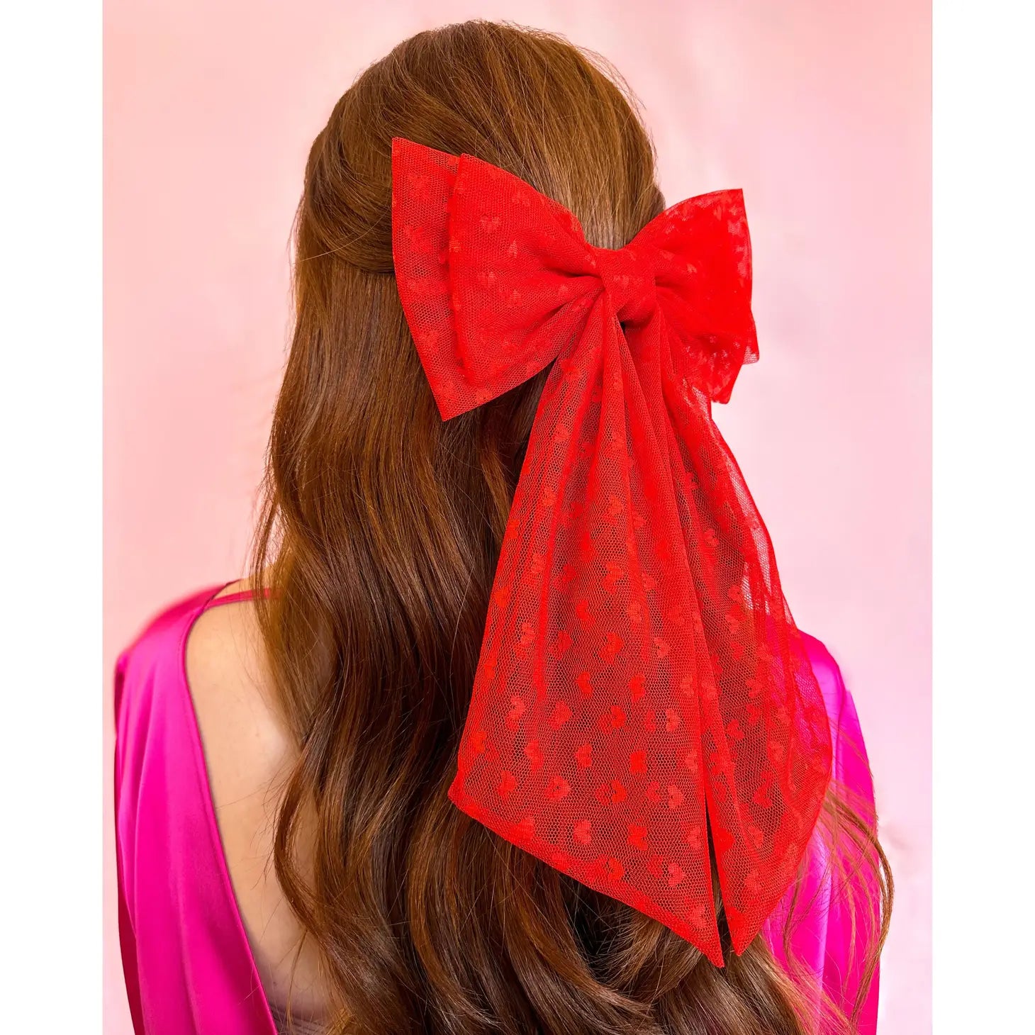 Valentines Heart Tulle Hair Bow