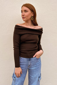 Chocolate Brown Off The Shoulder Top