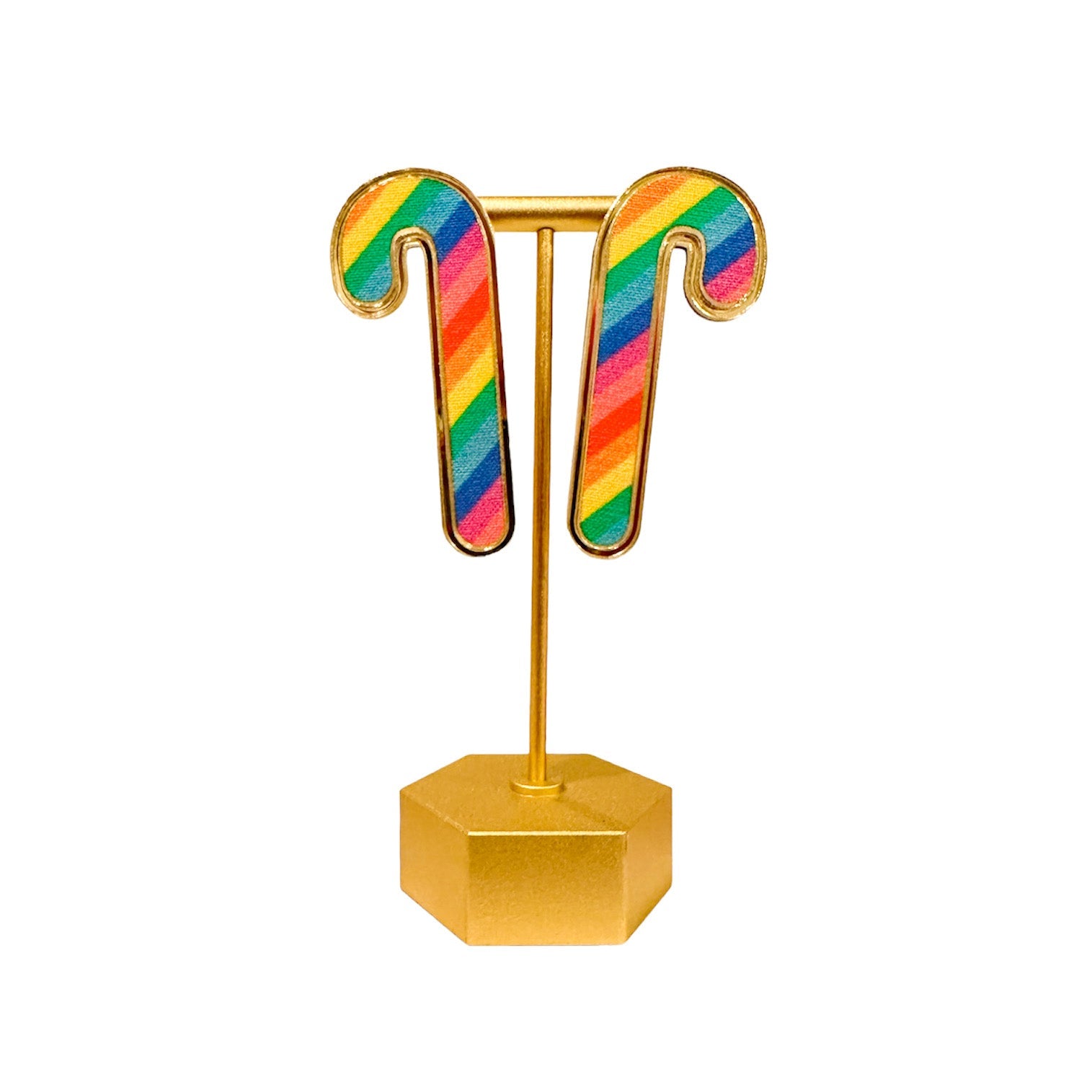 Rainbow Candy Cane Earrings