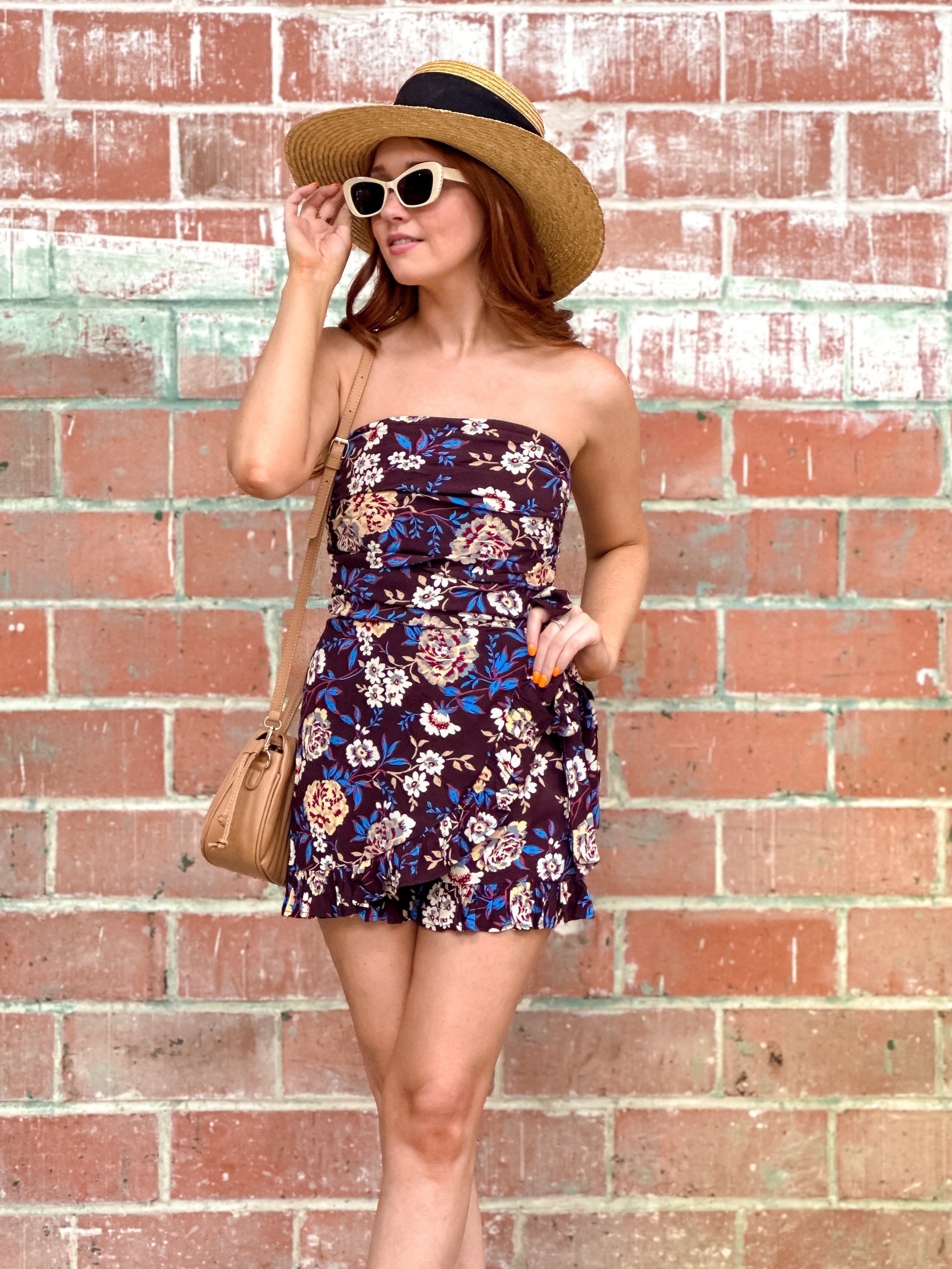 Brown Floral Romper