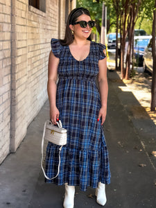 Camden Navy Plaid Maxi Dress