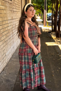 Highlands Charm Green Plaid Midi Dress
