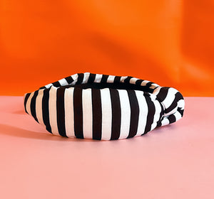 Black and White Stripe Knotted Headband