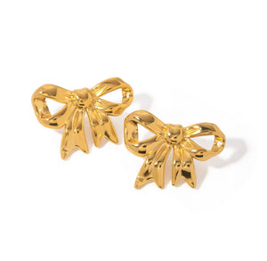 Gold Bow Stud Earring