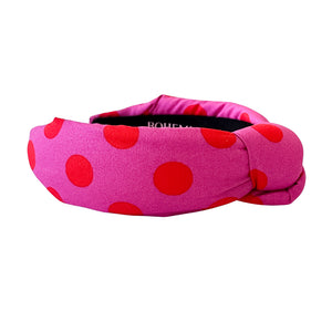 Magenta & Red Polkadot Knotted Headband