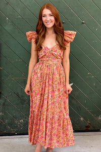 Bohemian Gemme Parker Dress- Peach Floral