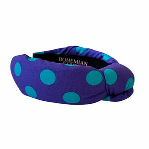 Blue Polkadot Knotted Headband
