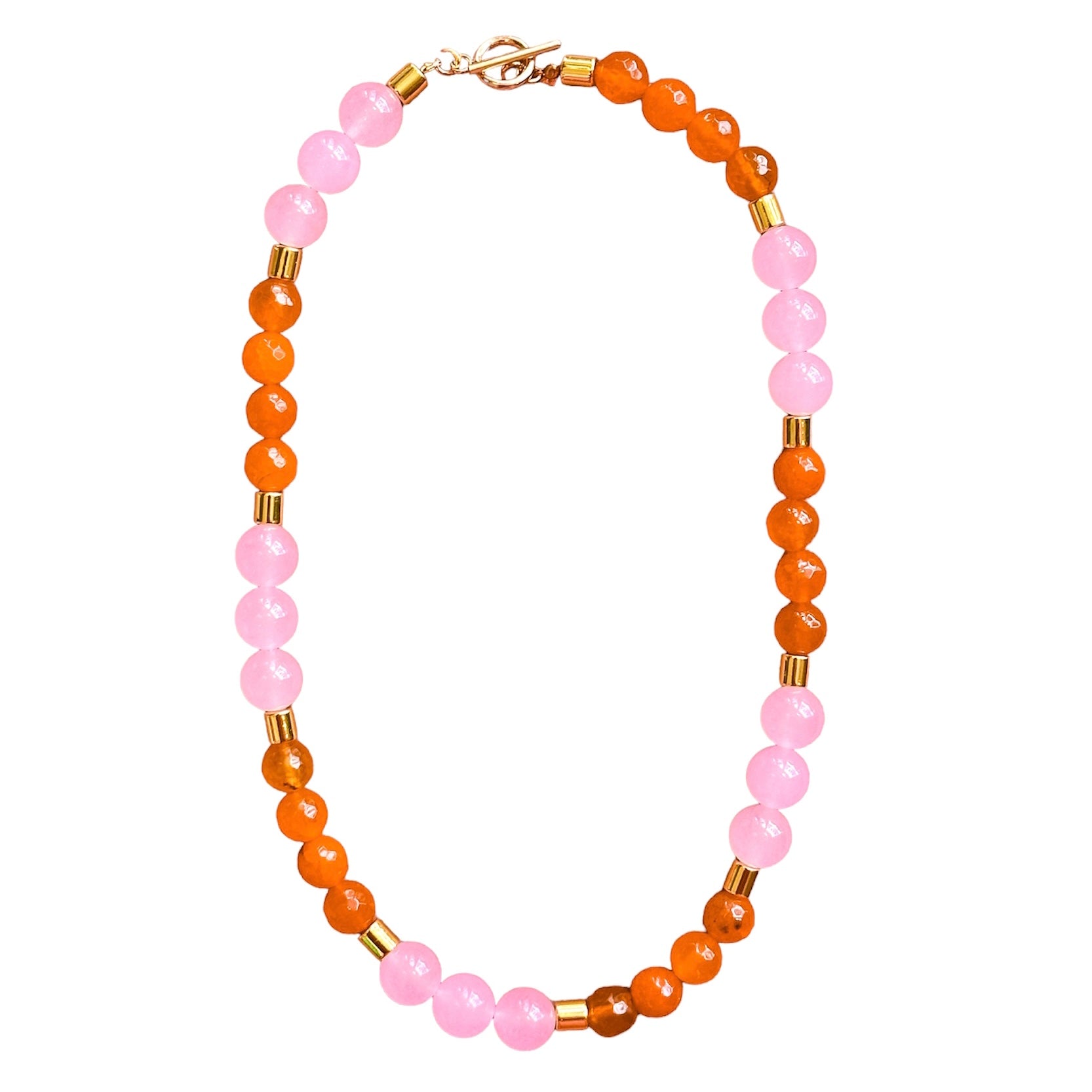 Pink and Orange Gemstone Necklace