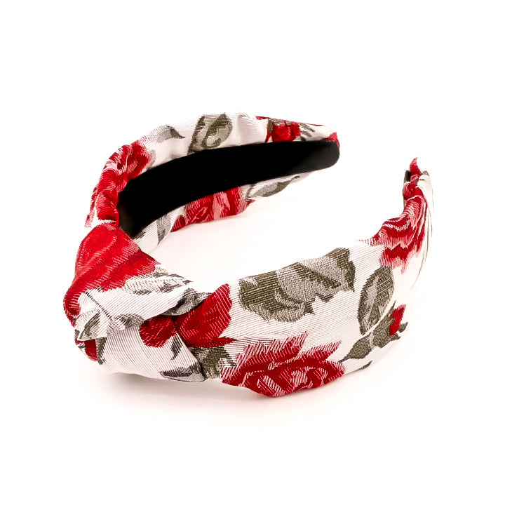 Rose Are Red Brocade Knotted Headband