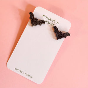 Petite Sparkly Bat Stud Earrings