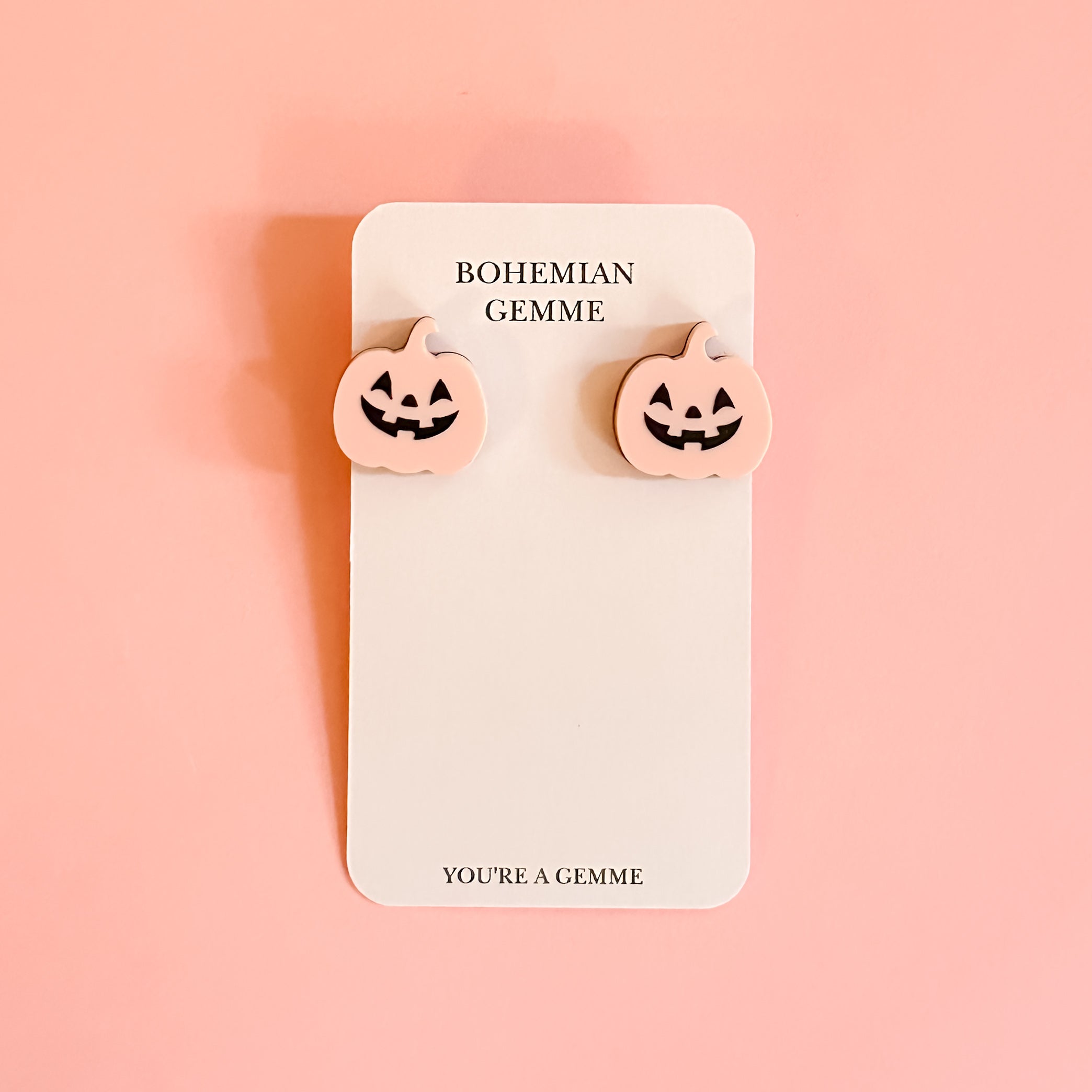 Pink Petite Jack-O-Lantern Stud Earrings