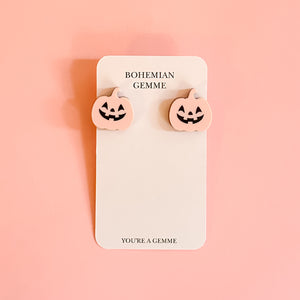 Pink Petite Jack-O-Lantern Stud Earrings