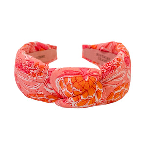 Pink and Orange Floral Block Print Headband