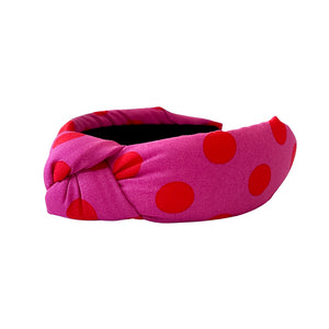 Magenta & Red Polkadot Knotted Headband