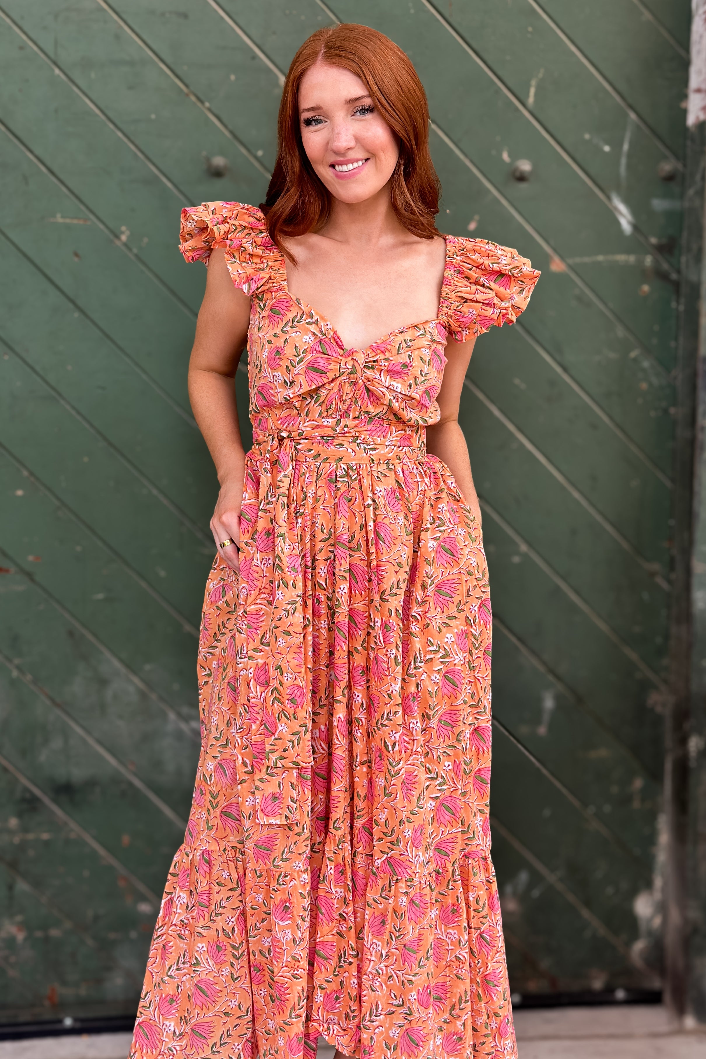 Bohemian Gemme Parker Dress- Peach Floral