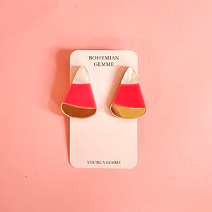 Pink Candy Corn Stud Earrings