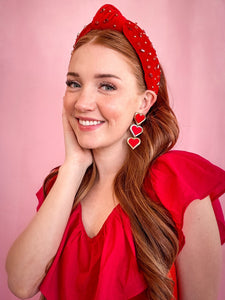 Red Velvet Embellished Knotted Headband