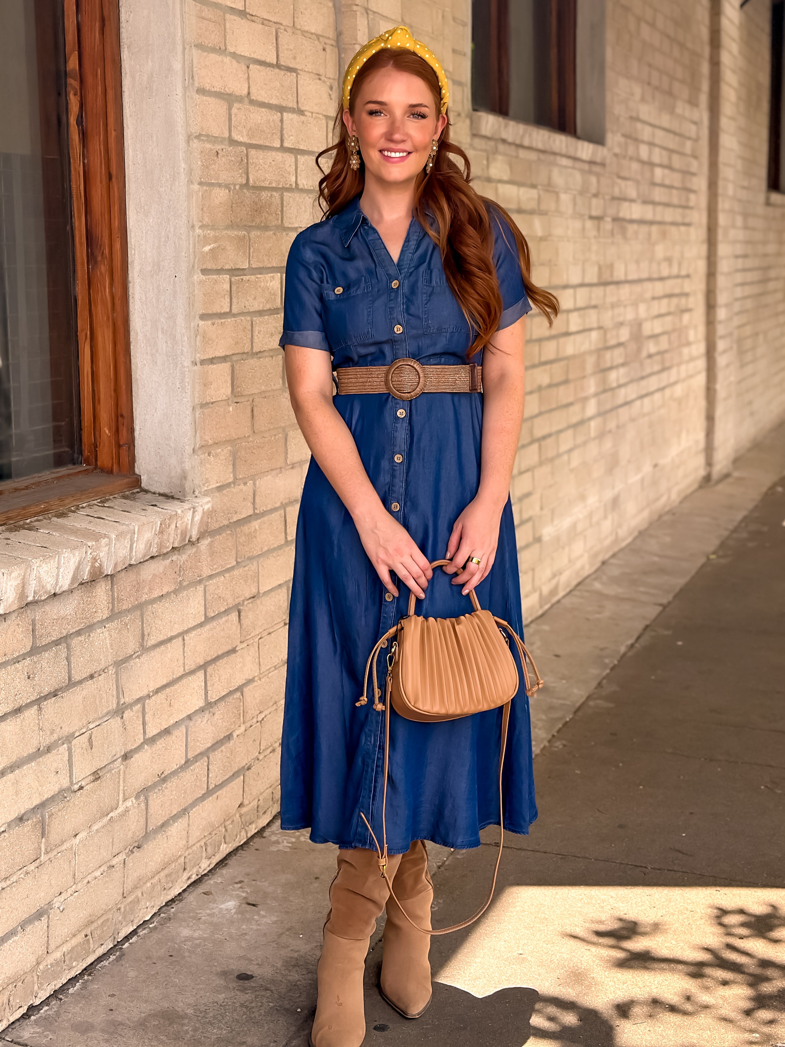 The Savannah Belted Denim Dress