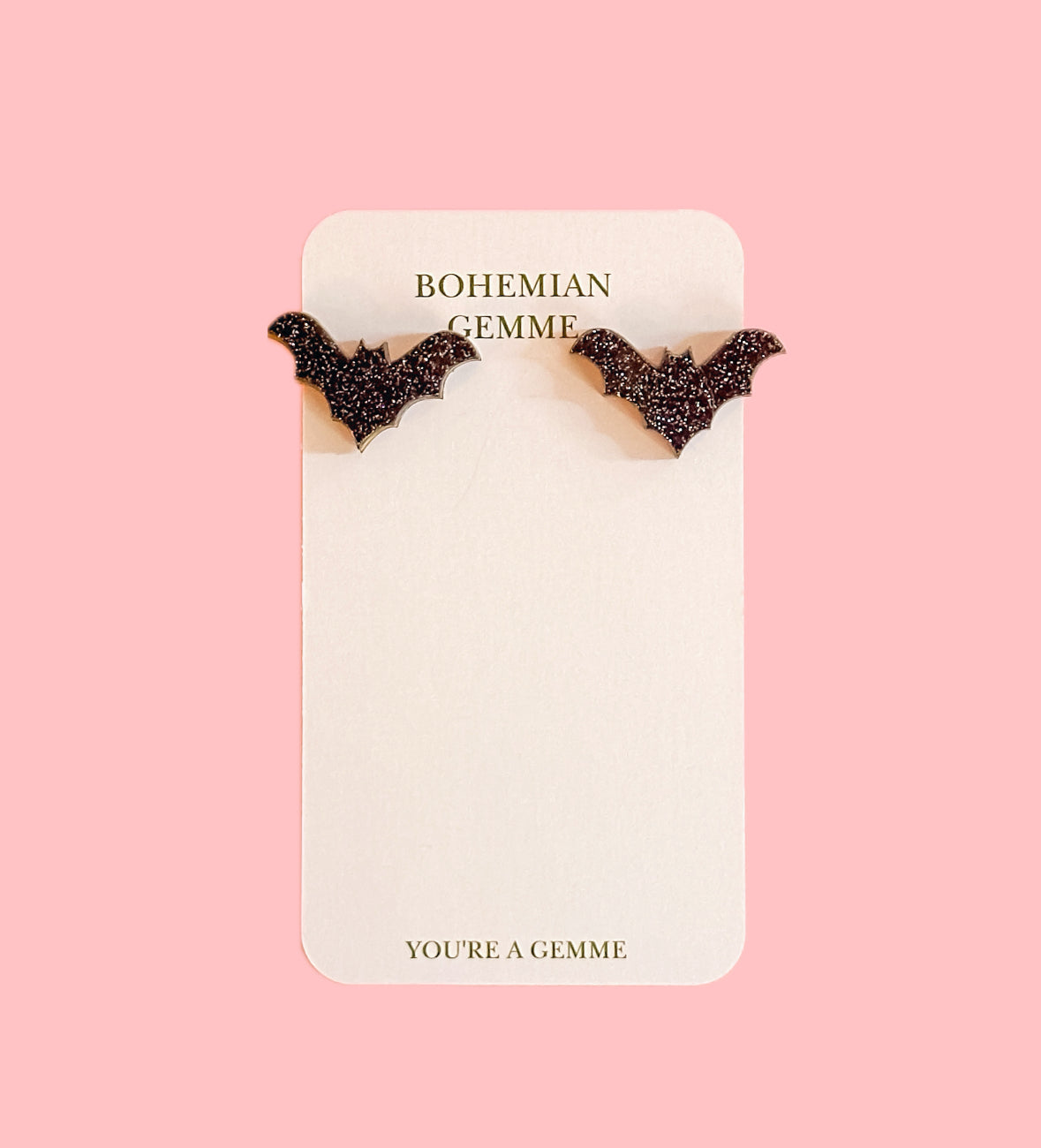 Petite Sparkly Bat Stud Earrings