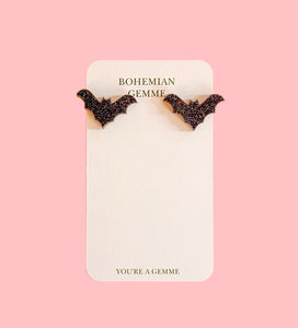 Petite Sparkly Bat Stud Earrings