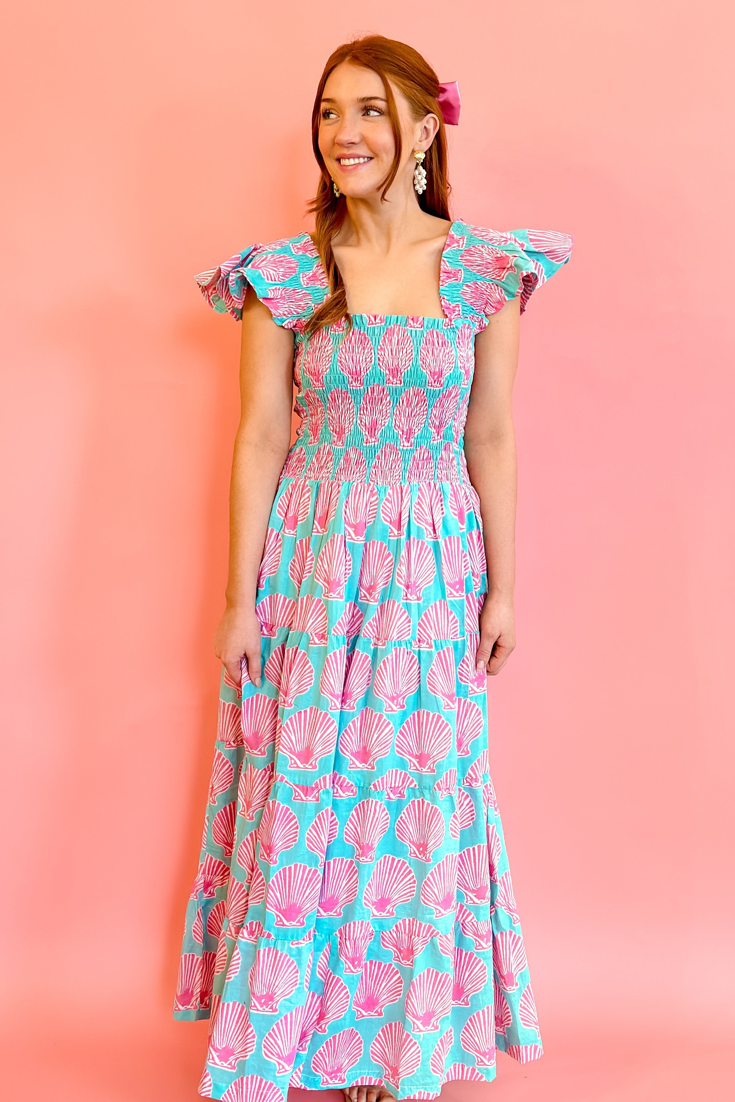 Bella Pink & Blue Seashell Dress Bohemian Gemme Bella Pink & Blue Seashell Dress Bohemian Gemme