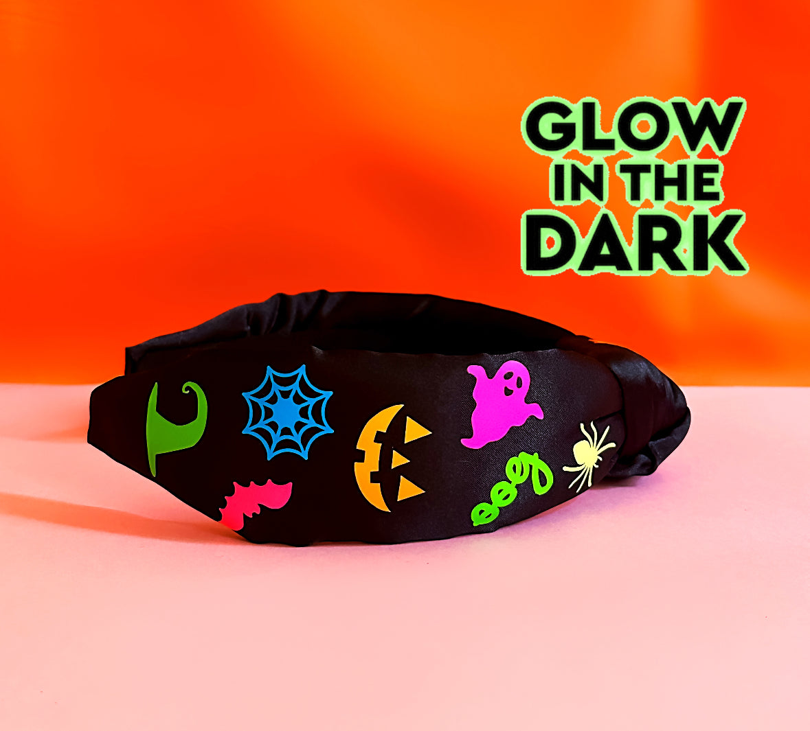Black Halloween Fun Glow in the Dark Knotted Headband