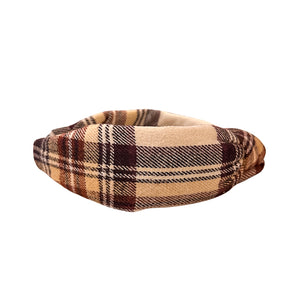 Willow Preppy Brown Flannel Knotted Headband