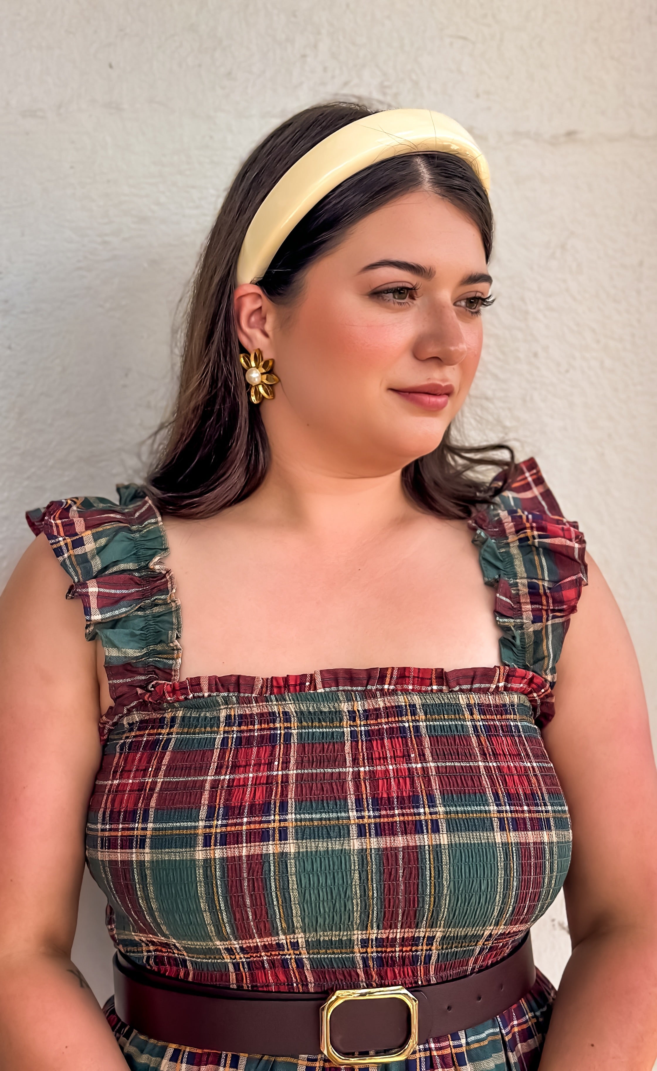 Highlands Charm Green Plaid Midi Dress