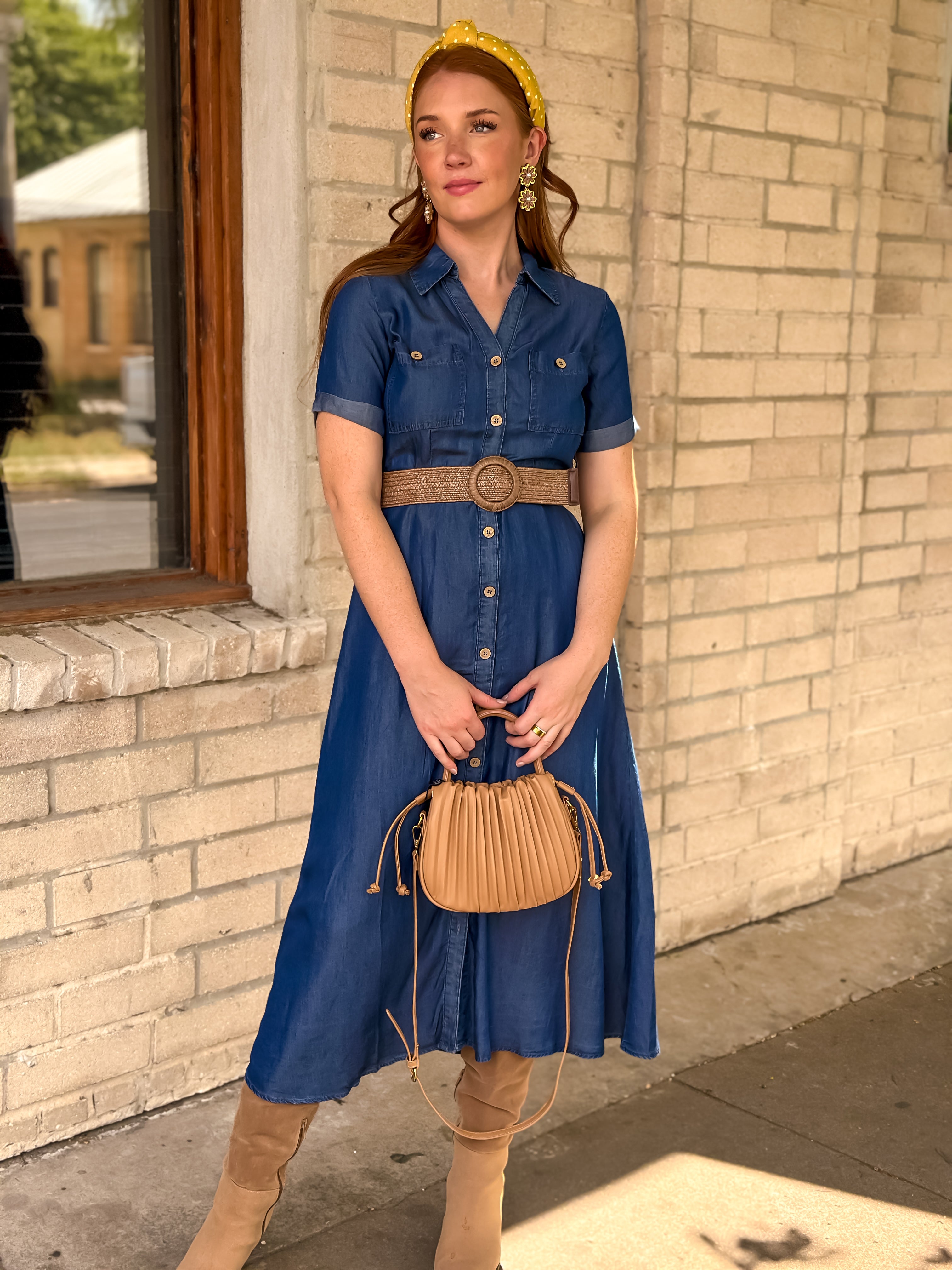 The Savannah Belted Denim Dress