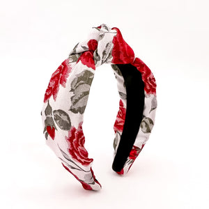 Rose Are Red Brocade Knotted Headband