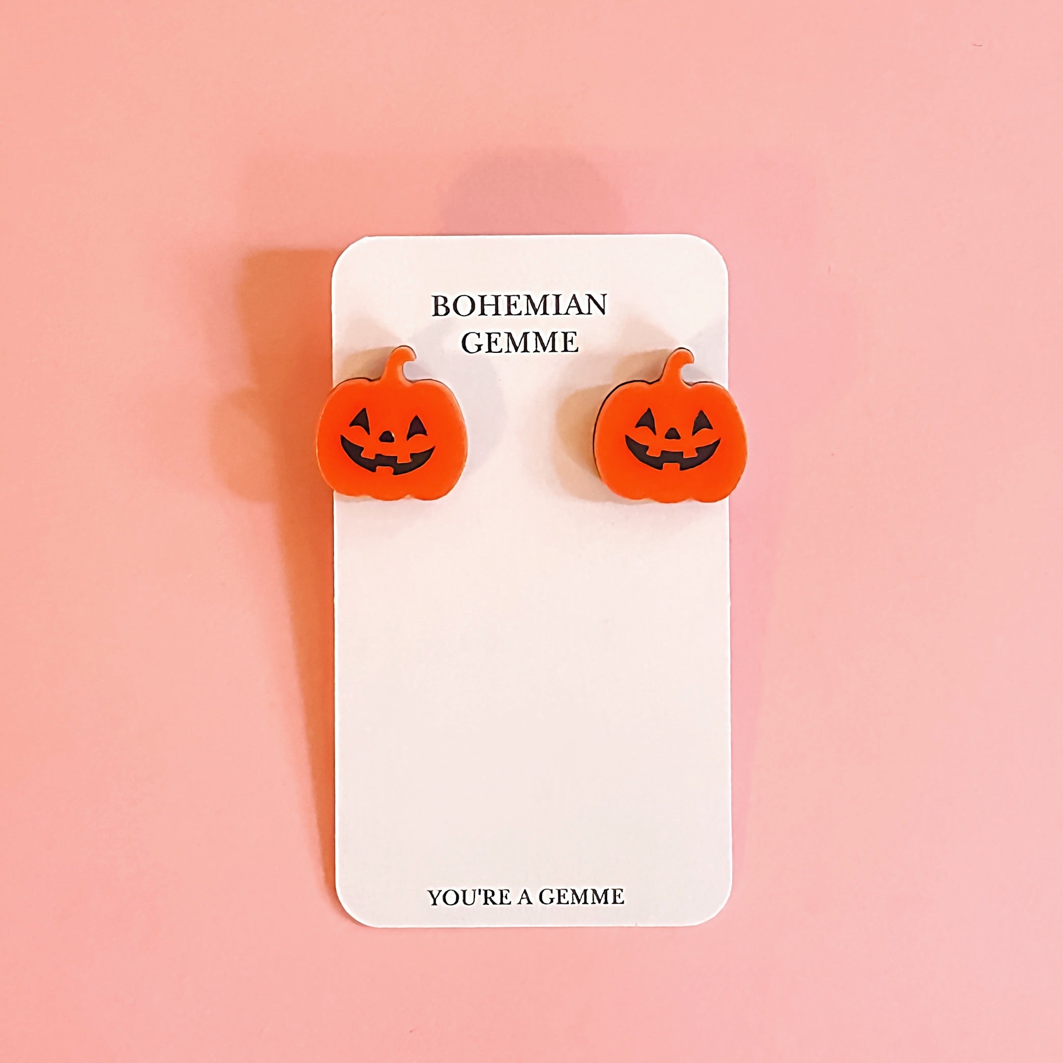 Orange Petite Jack-O-Lantern Stud Earrings