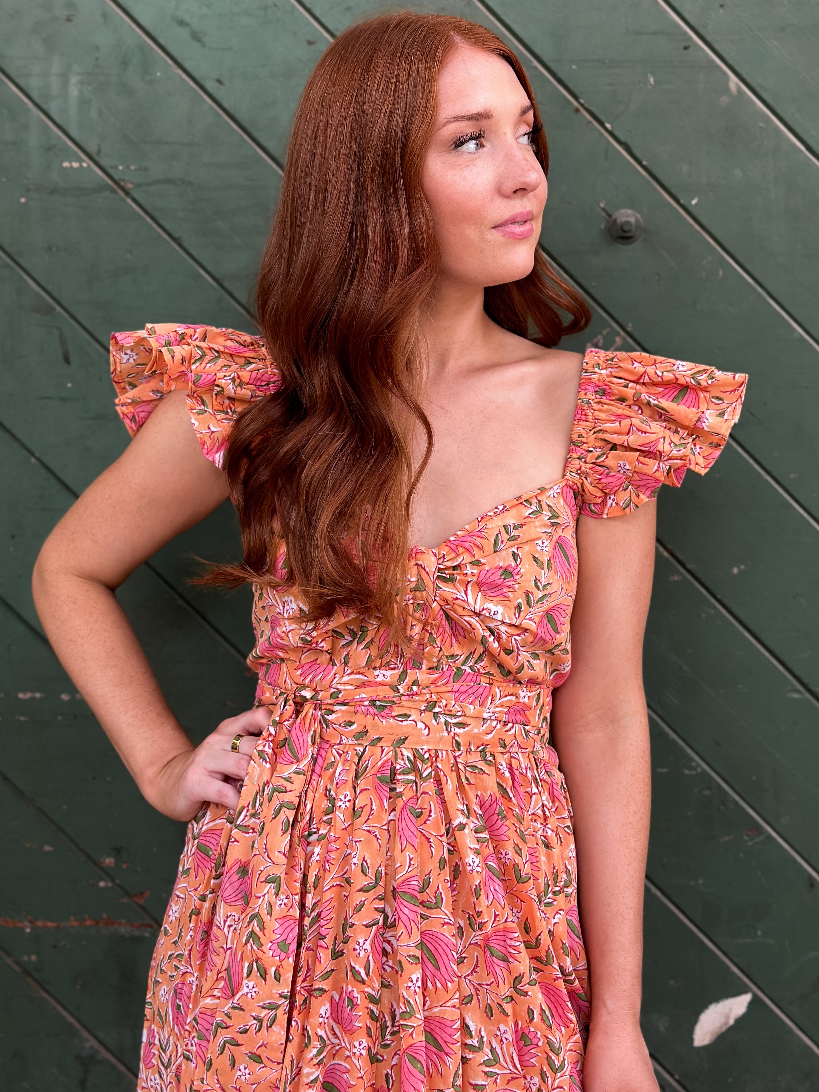 Bohemian Gemme Parker Dress- Peach Floral