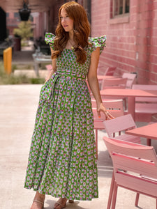 Elizabeth Maxi Dress- Green Floral